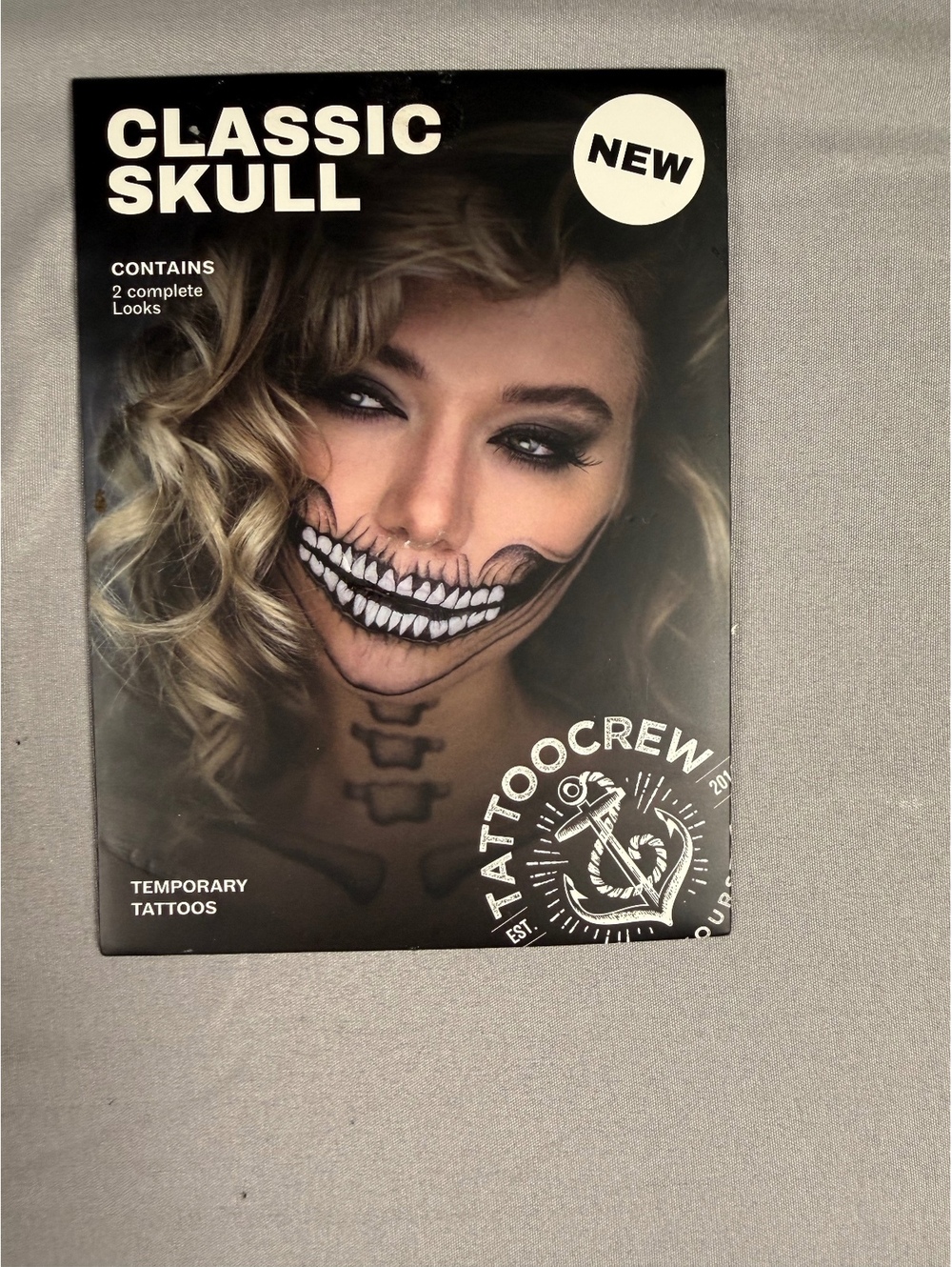 Tattoocrew Classic Skull Temporary Tattoo Halloween Costume Face Sticker